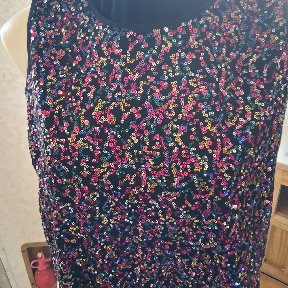 Sequin Embellished Sleeveless Blouse - Multicolor